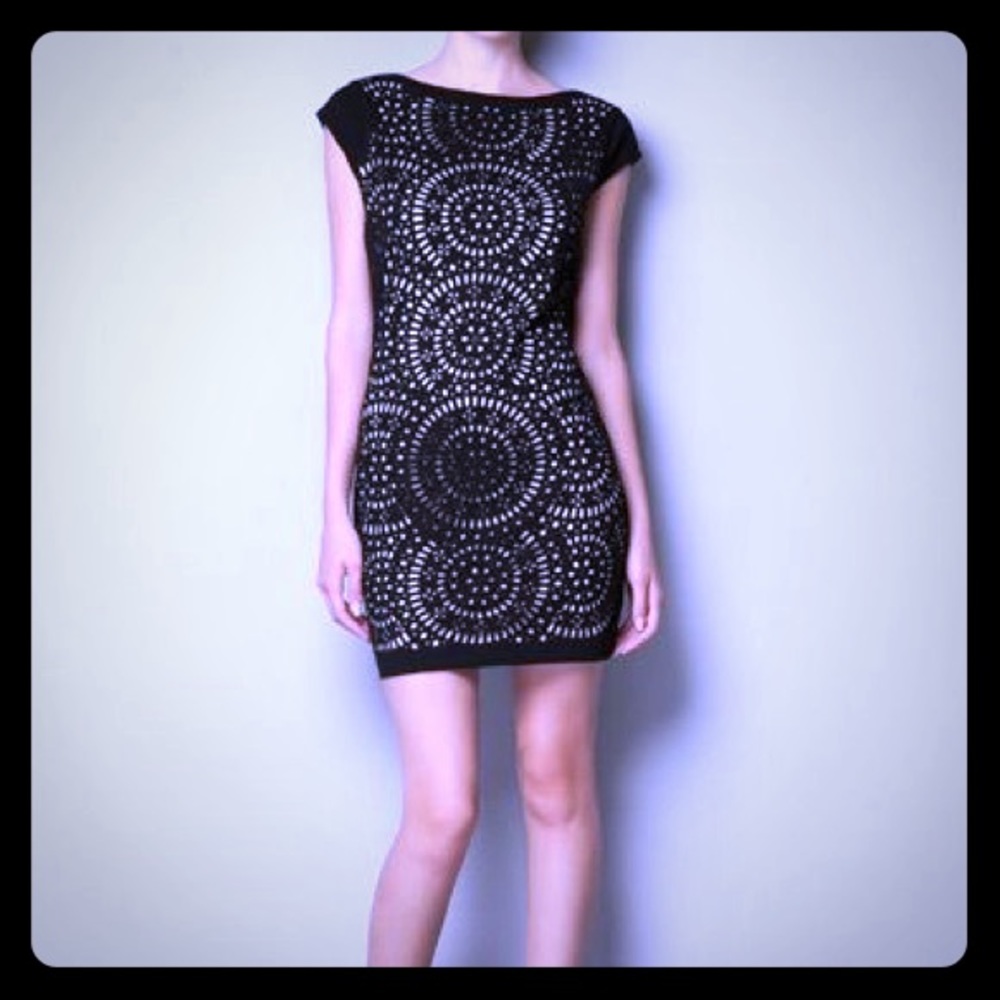 Zara W&B Collection Mini Dress with front pattern